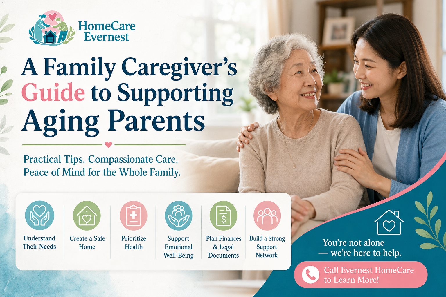 Adult child caring for an aging parent at home in Manitoba